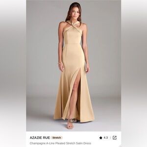 Azazie Rue Beige Halter Dress